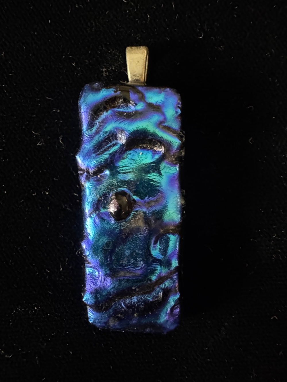 Iridescent Blue-Purple Dichroic Glass Pendant